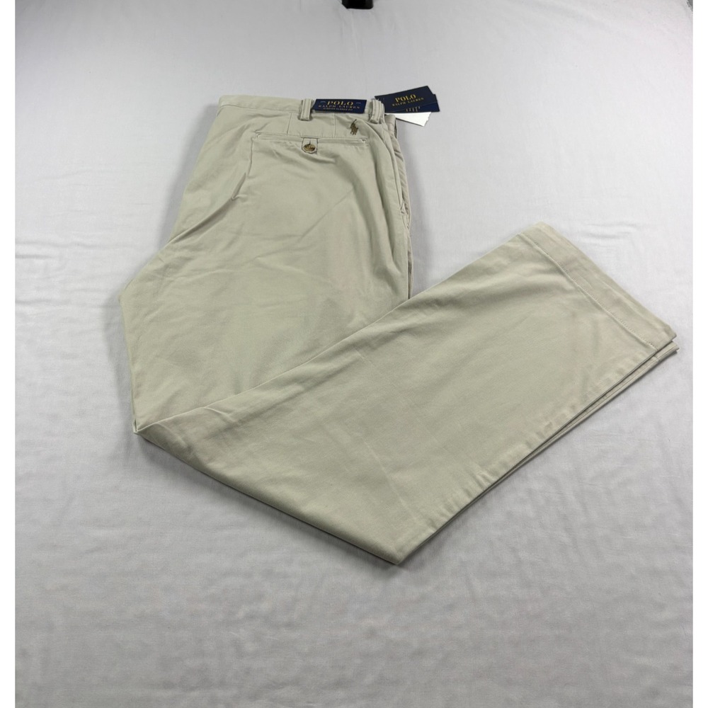Polo Ralph Lauren Pants Mens 40x36 (Fits 40x33) Beige Chino Stretch Classic NEW